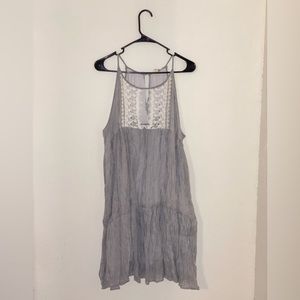 Kori America navy and white stripe tier dress